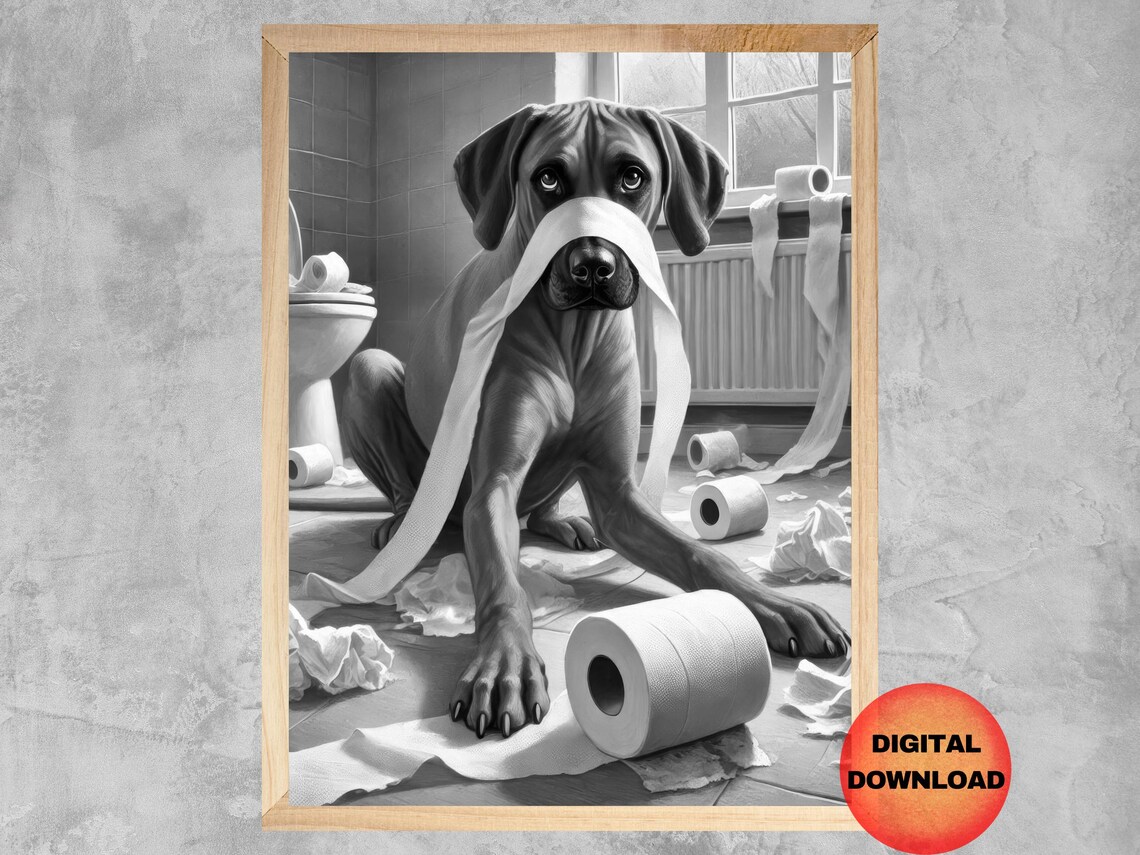 Rhodesian Ridgeback Toilet Print, Funny Dog Art Print