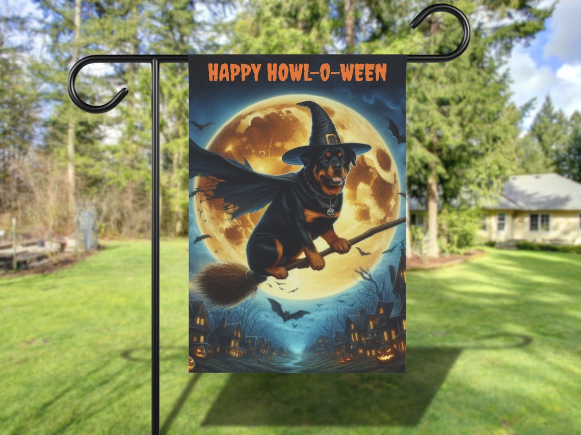 Rottweiler Dog Halloween Yard Flag, Banner