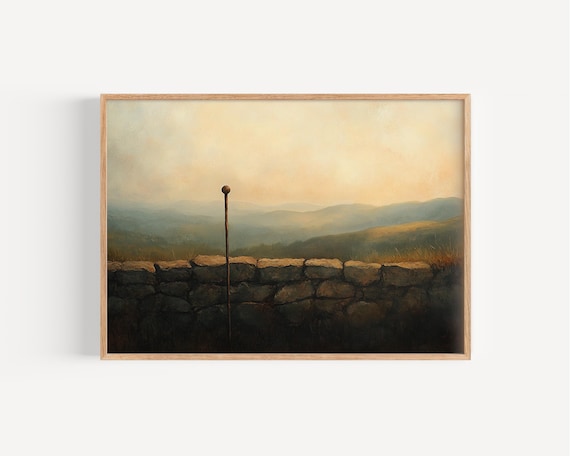 The Shepherds Staff Pastoral Sunset Christian Oil Painting Poster