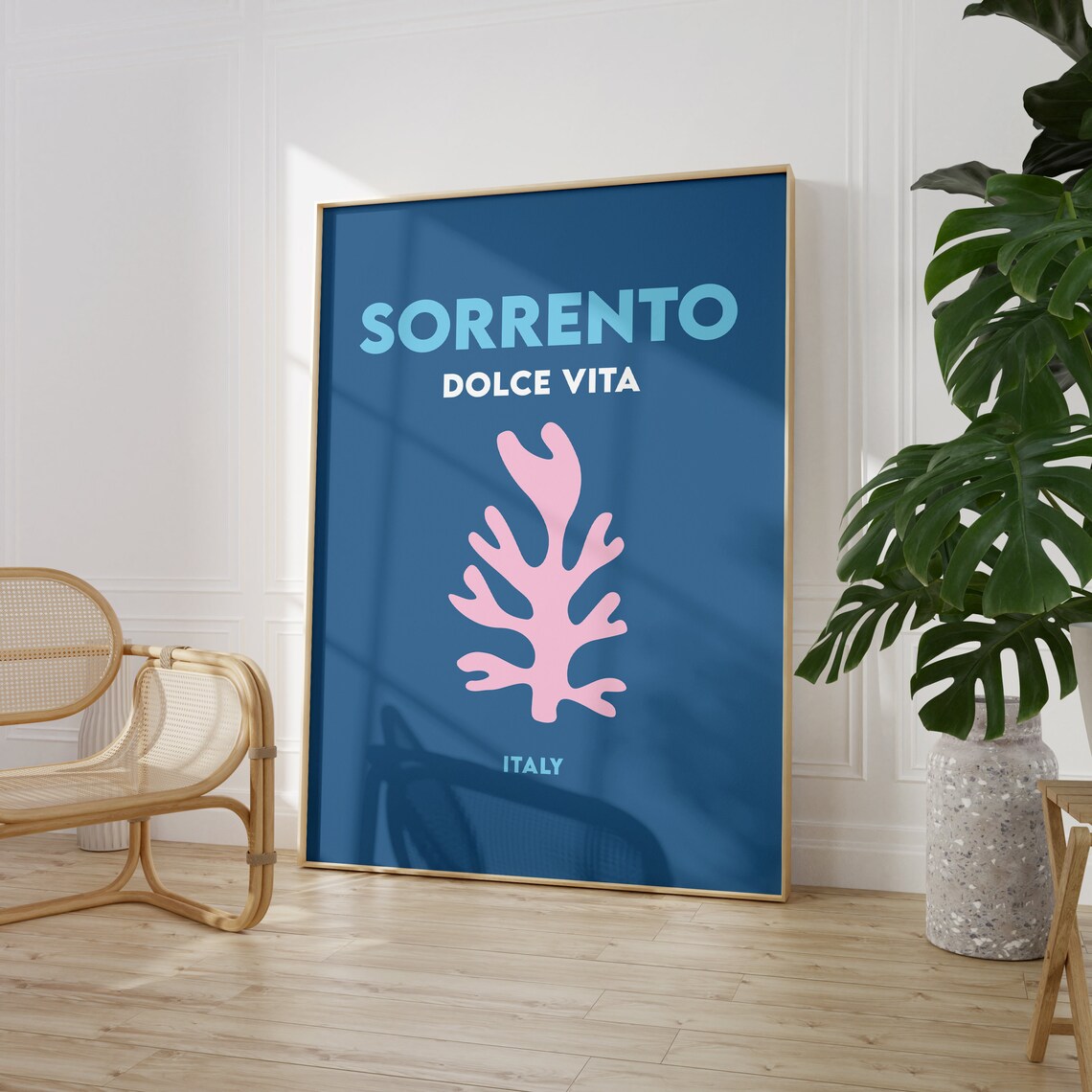 Sorrento Italy Minimalist Travel Poster, Beach Print