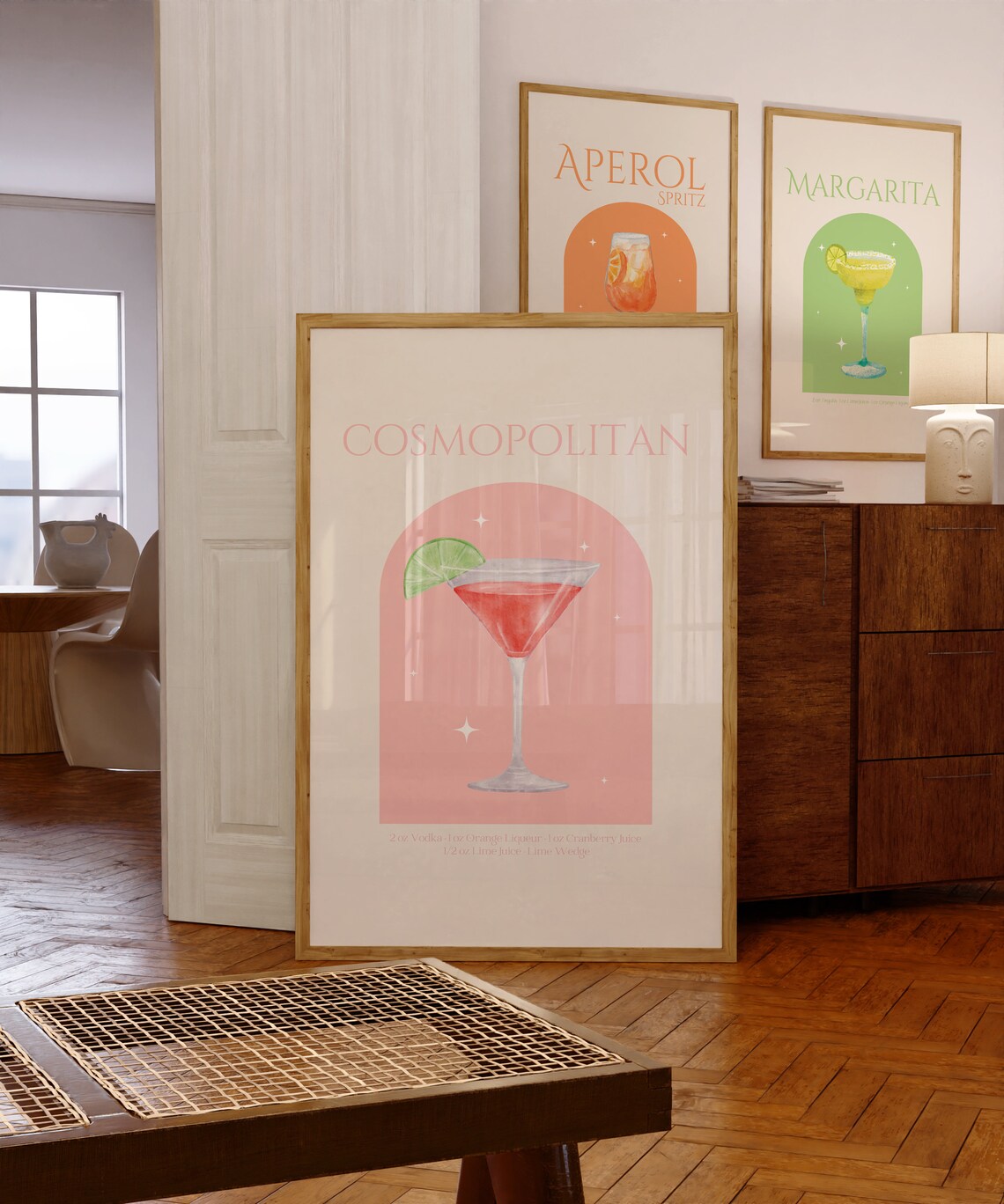 Cosmopolitan Cocktail Poster, Trendy Kitchen Wall Art