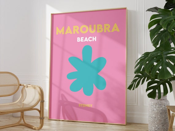 Maroubra Beach Minimalist Travel Poster, Australia