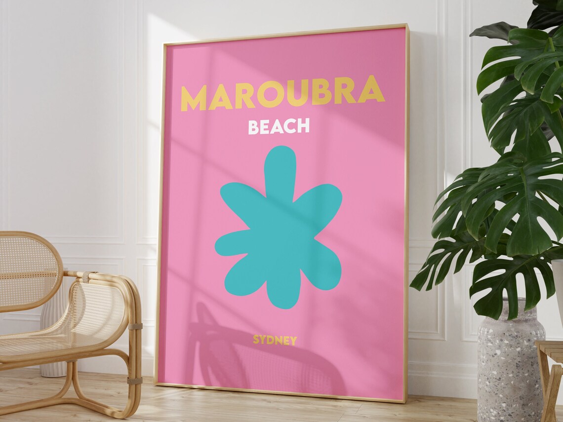 Maroubra Beach Minimalist Travel Poster, Australia