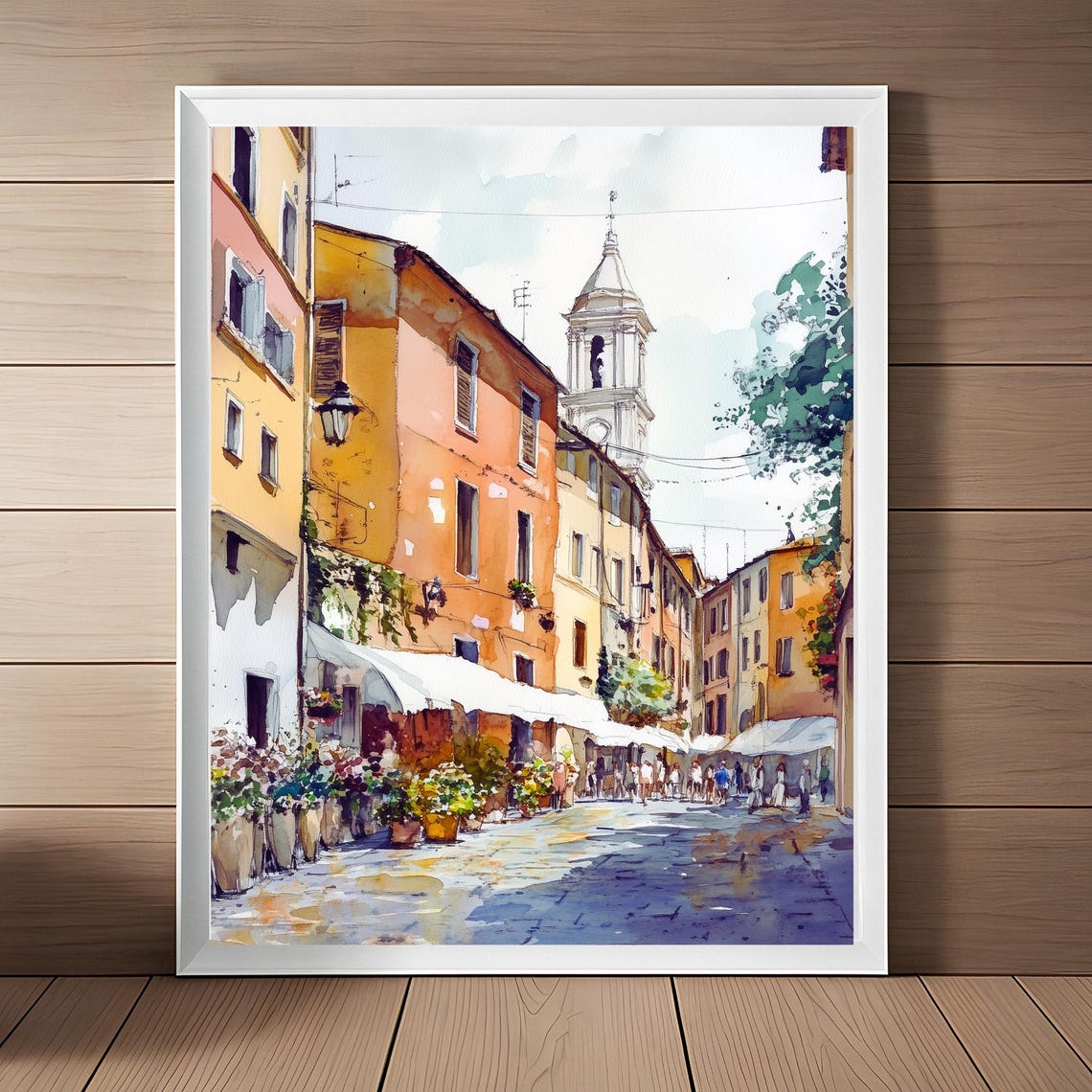 Trastevere Streetscape Painting Italy Watercolor Art Print Rome Wall Art Italian Travel Art Europe Travel Gift