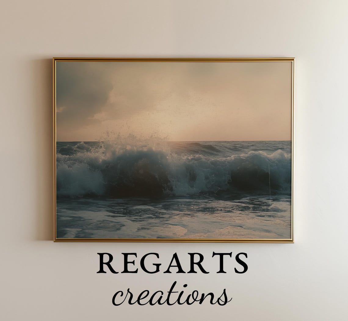 Breaking Ocean Wave At Sunrise Golden Light Surf Photography Poster