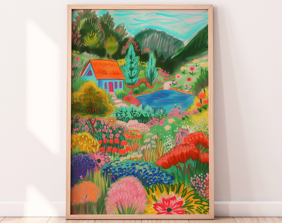 Flowers in a Garden Illustration Floral Art Print - Image 2