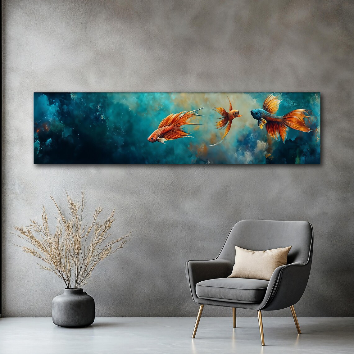Abstract Goldfish, Ocean-Inspired Fish Painting - Image 2