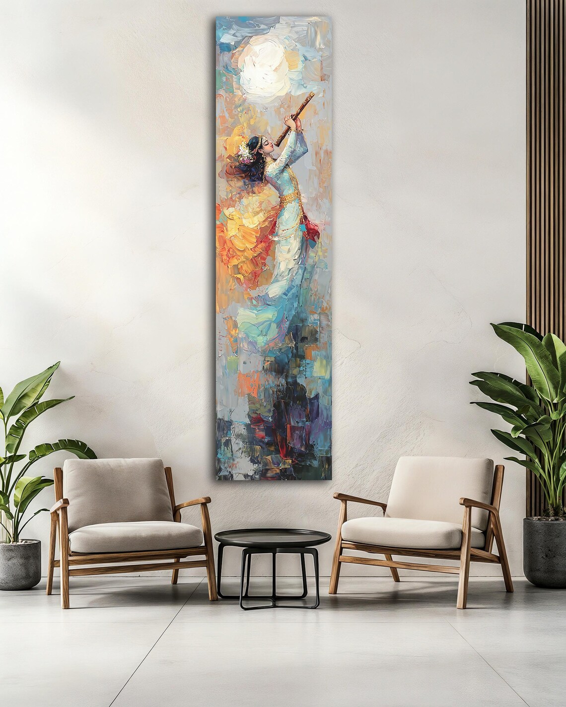 Impressionist Woman Playing Wooden Flute In Colorful Gown Gold Frame Art Poster - Image 2