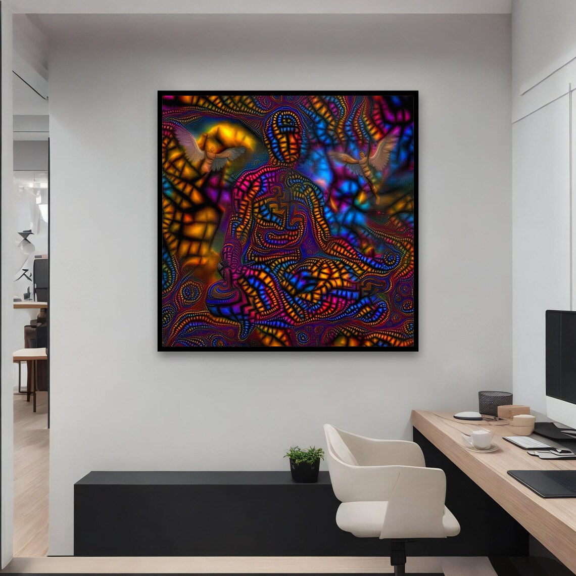 Psychedelic Meditation Angel Vibrant Stained Glass Visionary Art Print - Image 3