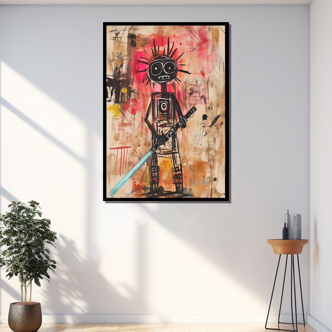 Basquiat Style Tribal Figure Staff Bold Expressionist Art Print - Image 4