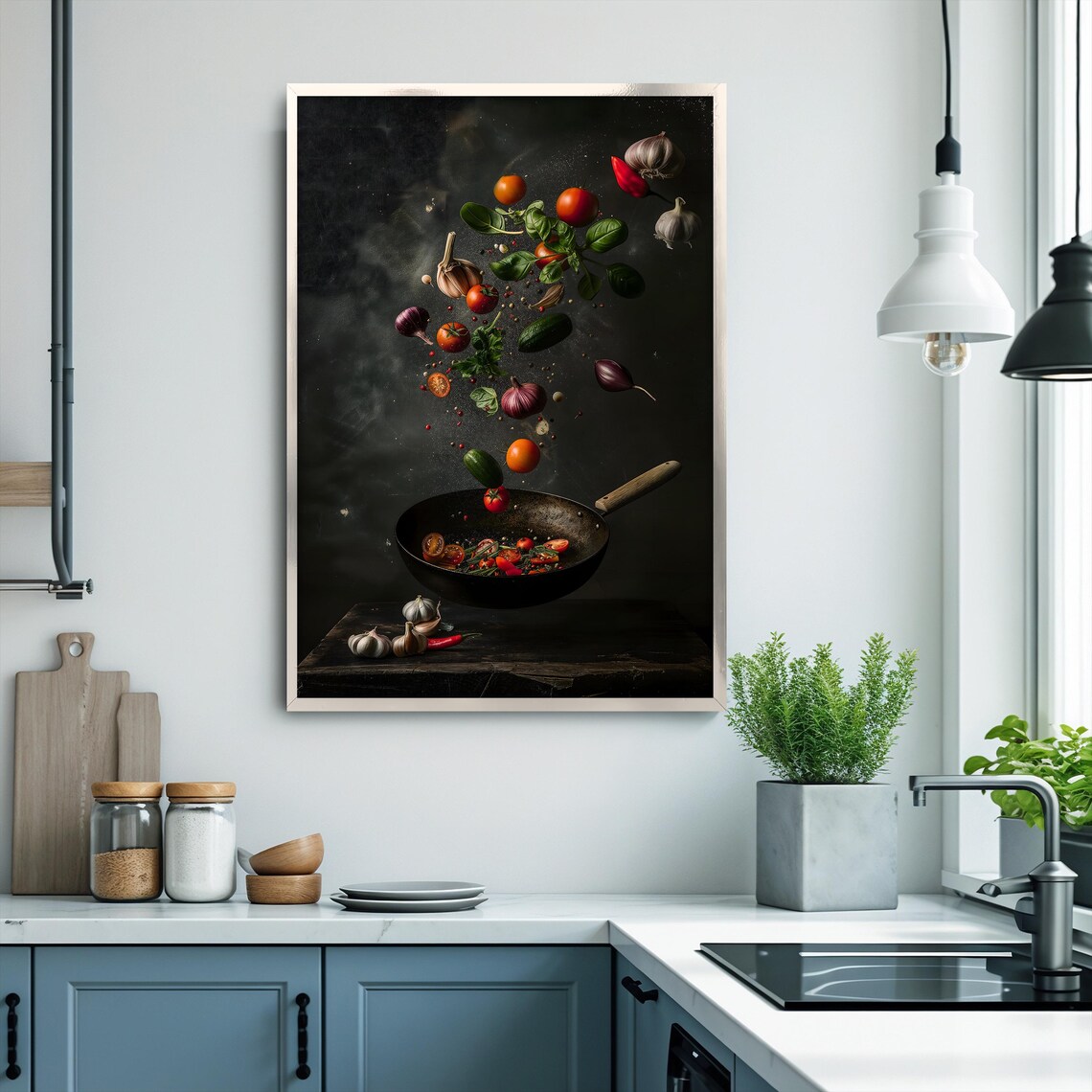 Floating Fresh Vegetables, Modern Kitchen Wall Art - Image 3