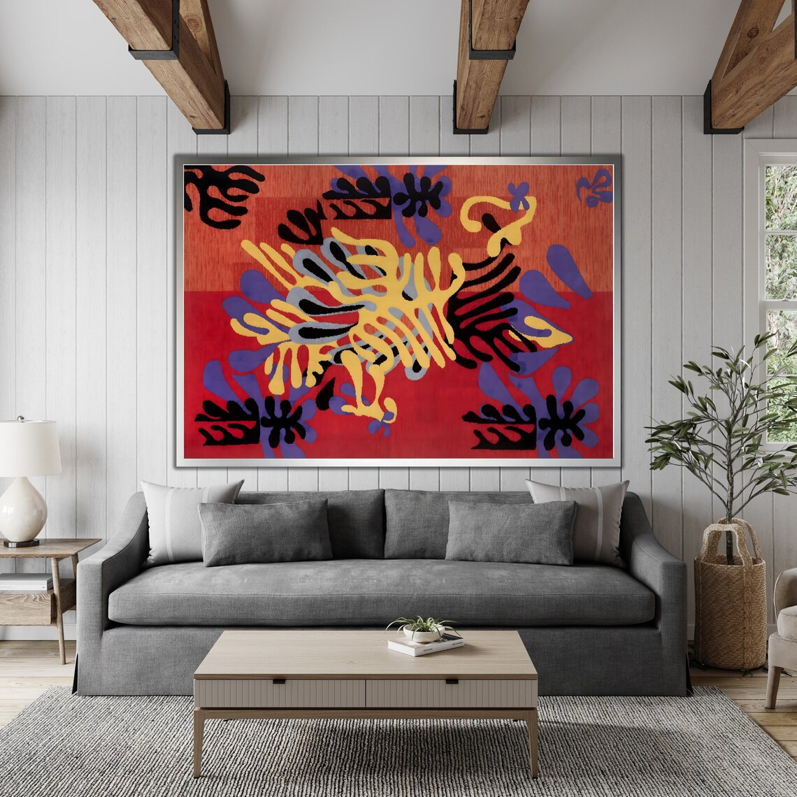 Henri Matisse Cutout Style Abstract Red Yellow Organic Shapes Poster - Image 3