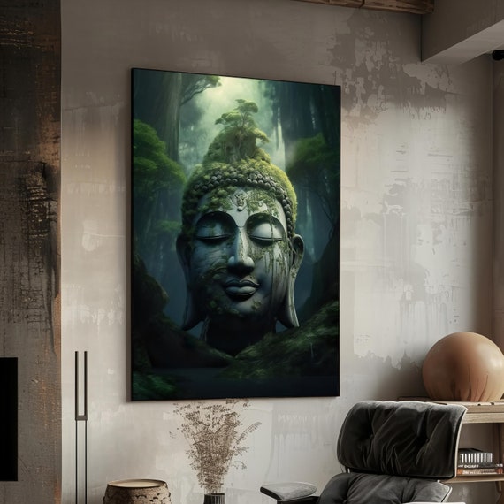 Relaxing Buddha Print Forest Meditation Art For Home Buddhism Wall Art Modern Room Decor Framed Zen Wall Decor Gift Idea