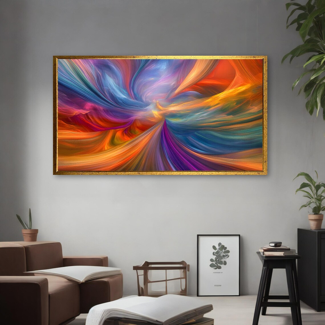 Vibrant Multicolor Silk Swirl Waves Abstract Painting Wall Art Poster - Image 4