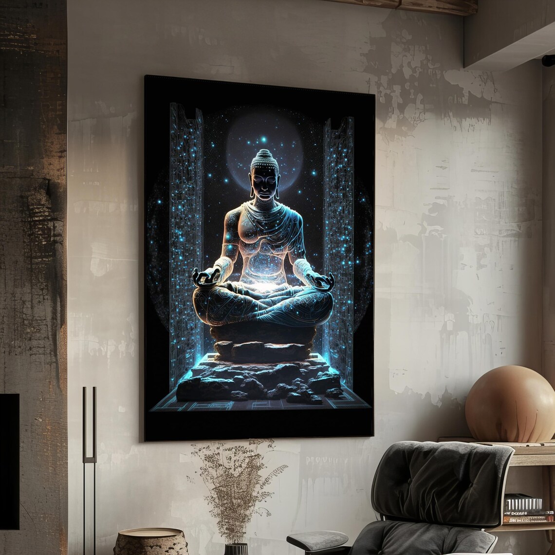 Cosmic Buddha Art Print, Celestial Meditation Decor