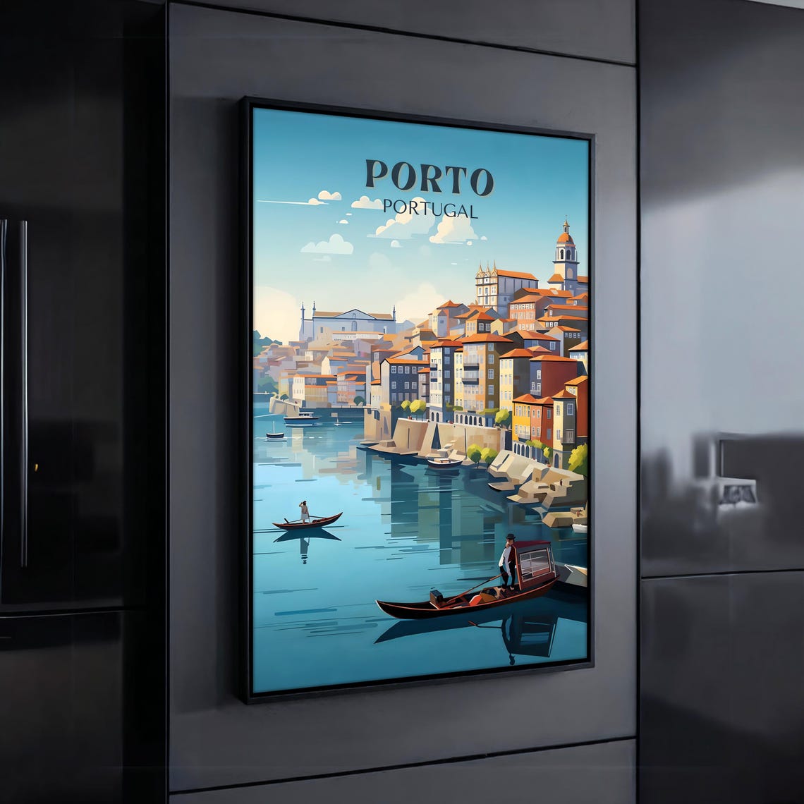 Porto Portugal Poster Art Vibrant Cityscape Wall Decor Travel Poster Portugal Poster Coastal River Scene Wall Art Art Gift