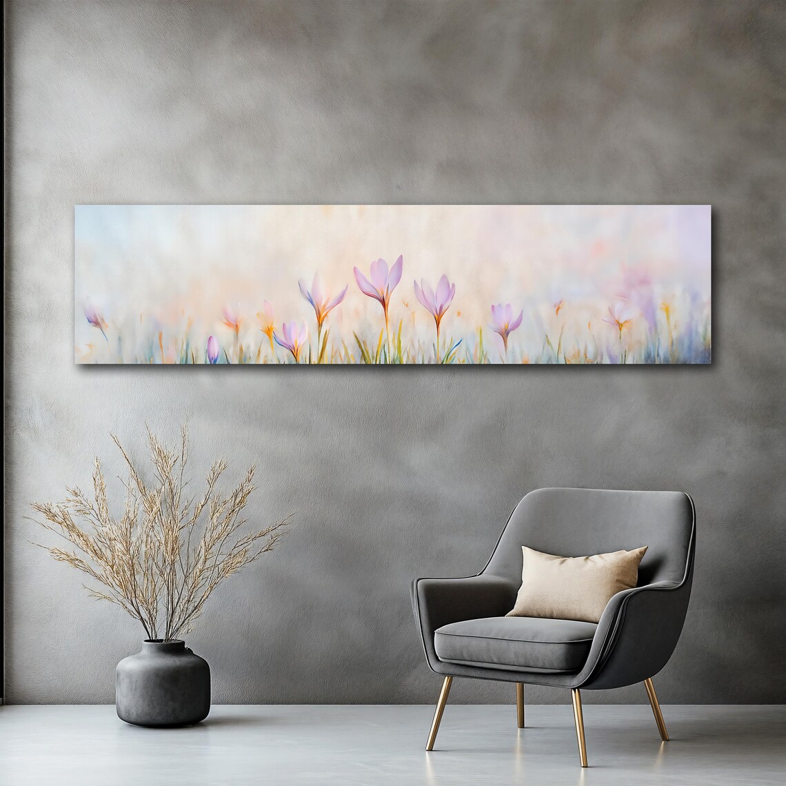 Panoramic Floral Print, Spring Crocus Artwork - Image 2