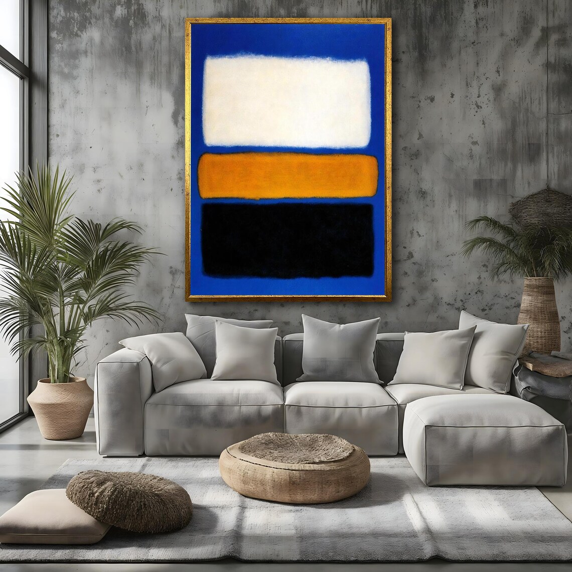 Rothko Style Blue White Orange Black Bold Color Block Art Poster - Image 4