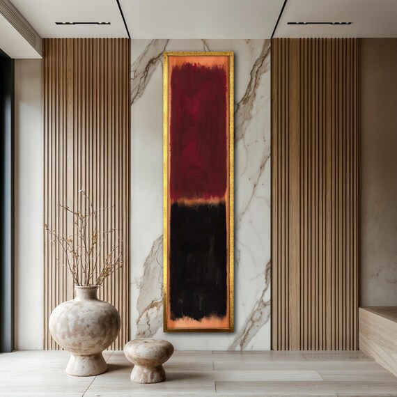 Luxury Mark Rothko Style Abstract Art Print Extra Large Wall Decor Red And Black Wall Art Skinny Wall Art Hallway Art Art Gift
