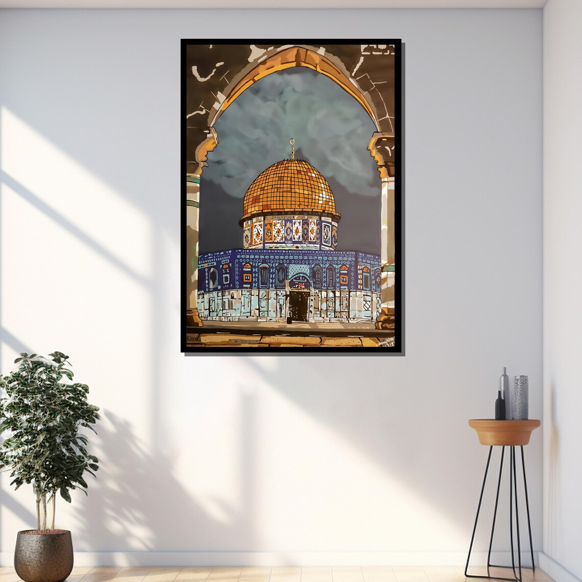 Jerusalem Dome Of The Rock Golden Dome Arch Frame Islamic Art Poster - Image 3