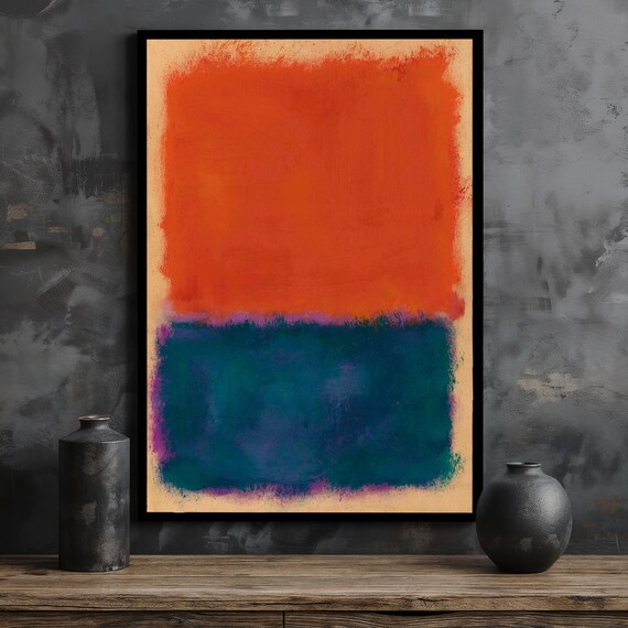 Stunning Mark Rothko Abstract Print Modern Wall Art Orange And Teal Framed And Ready To Hang Unique Gift