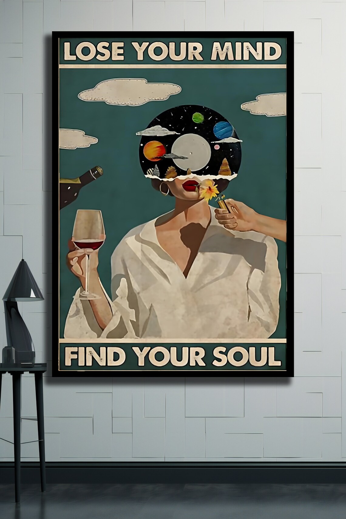 Lose Your Mind Find Your Soul Retro Music Vinyl Cosmic Woman Wall Poster - Image 3