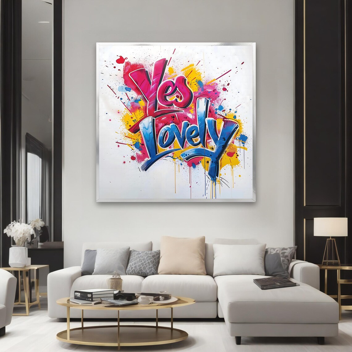 Yes Lovely Colorful Graffiti Typography Urban Street Art Wall Art - Image 2