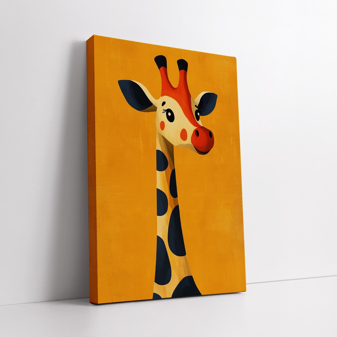 Playful Cartoon Giraffe Mustard Yellow Background Kids Room Wall Art Poster - Image 2