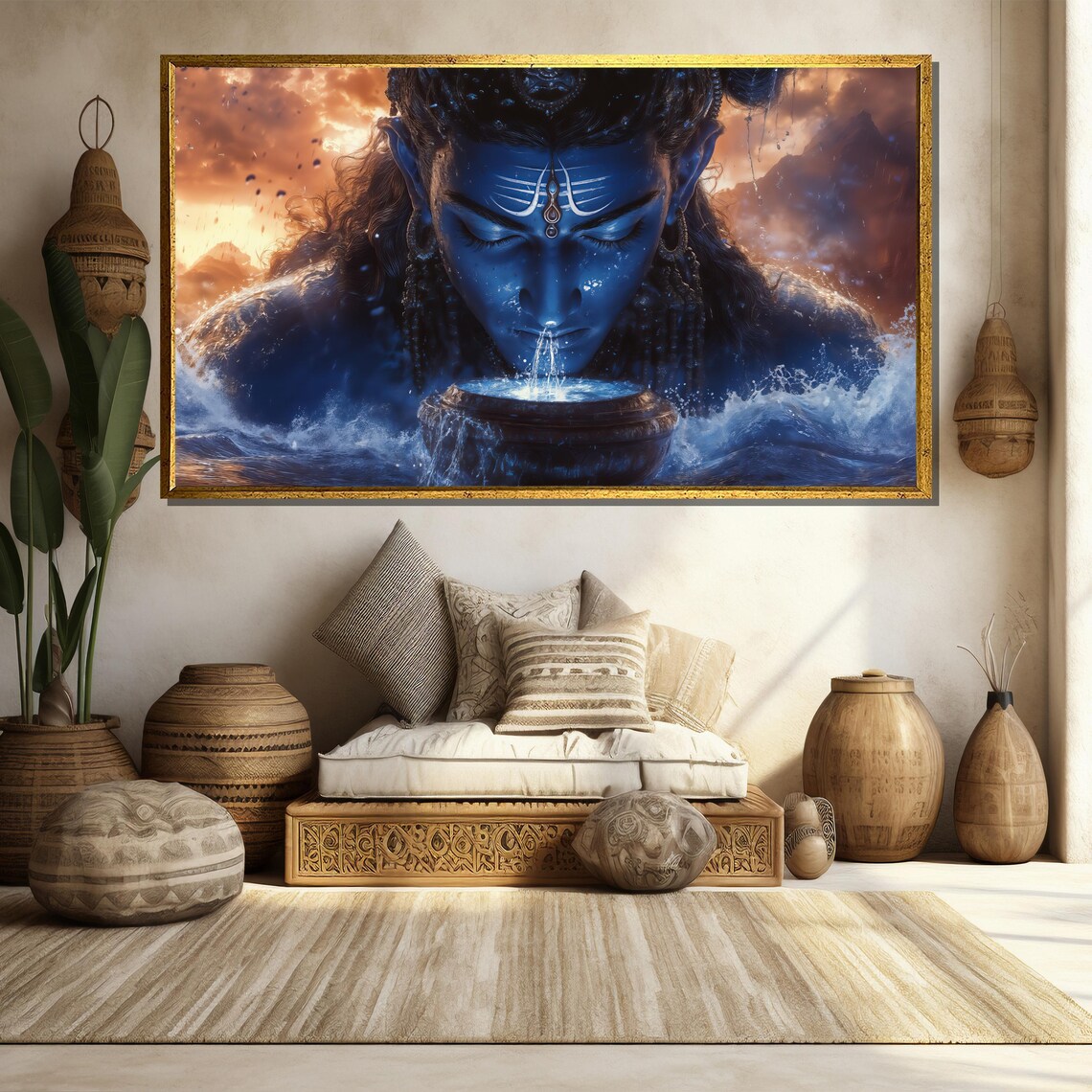 Lord Shiva Cosmic Water Blessing Mahadev Spiritual Art Print - Image 4
