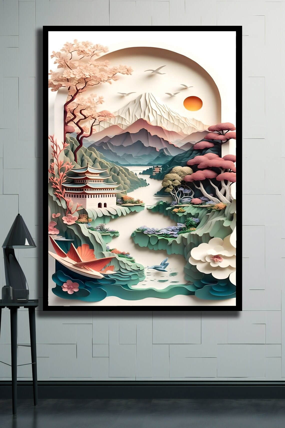 Chinese Illustration Art Illustration Wall Art Ready To Hang Decoration Chinese Wall Decor Framed Artwork Gift - Image 2