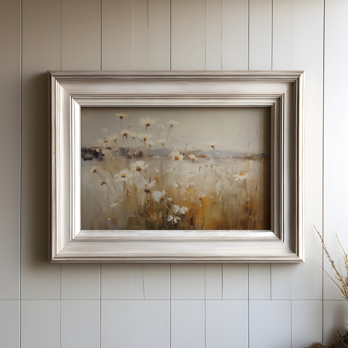 Wild Daisy Meadow Golden Light White Wildflower Field Art Print