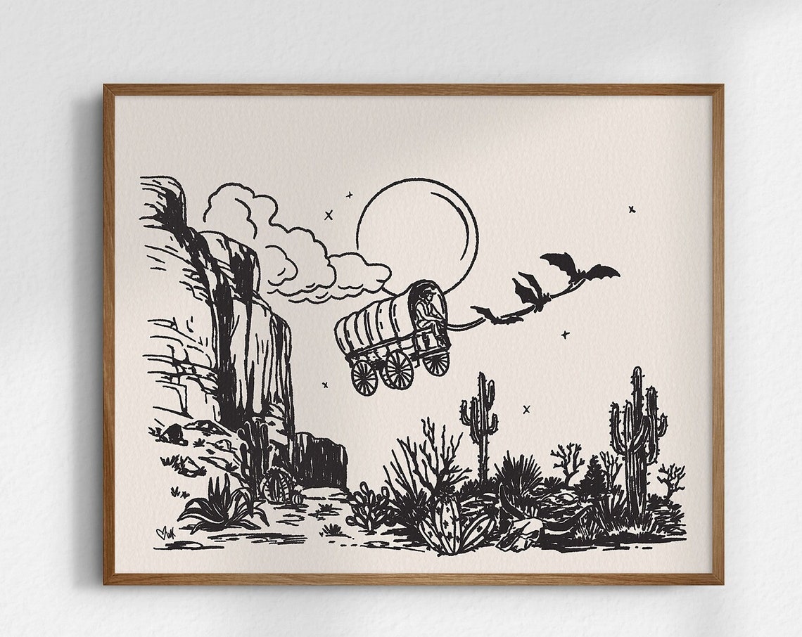Ridin High 8x10 Halloween Art Cowboy Gicle Fine Print Spooky Decor Western Prints Unframed