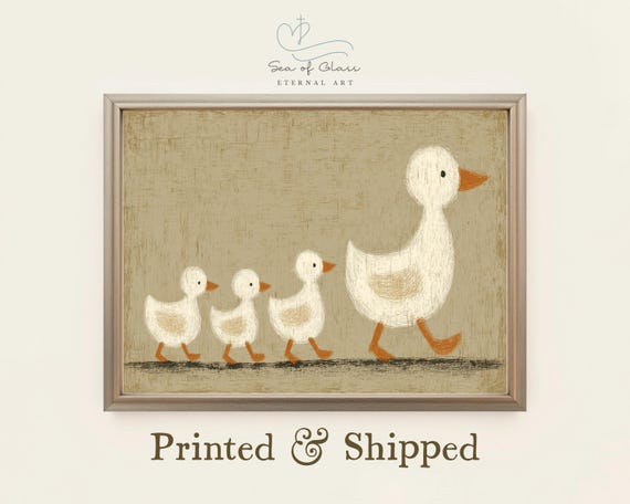 Rustic Duck Family Art Print Farmhouse Nursery Wall Decor