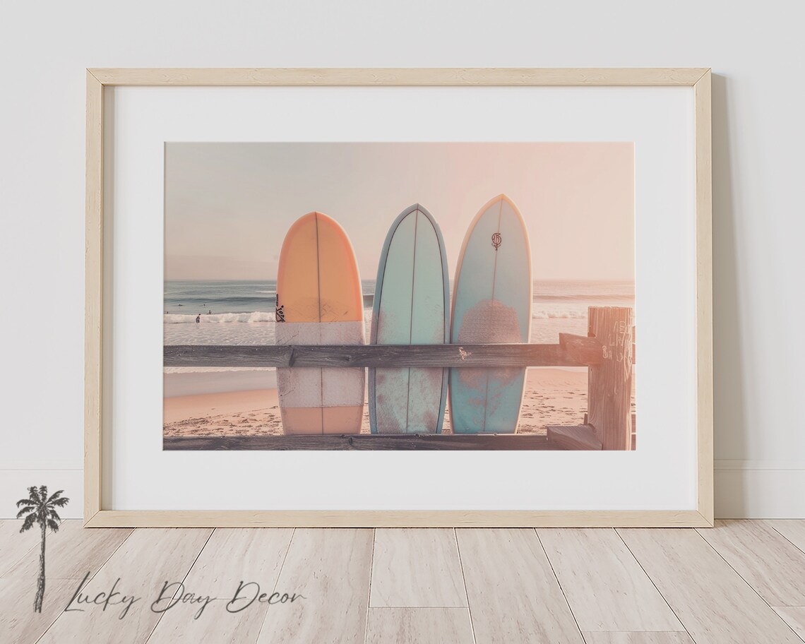 Ocean Prints Boards on Fence, Neutral Beach Decor