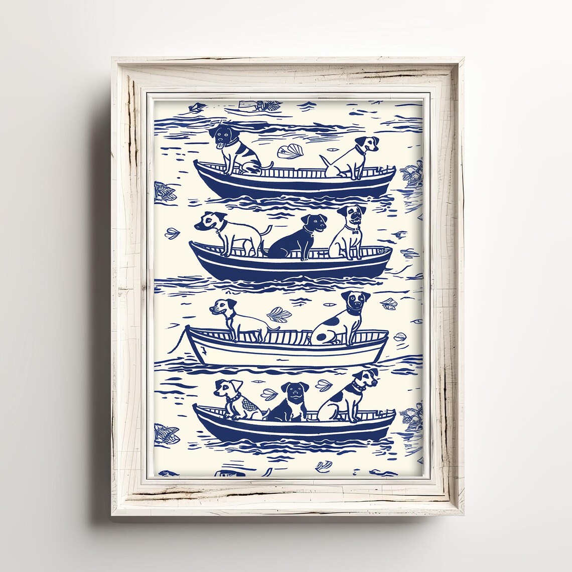Boats Dogs Anchors Away Nautical Dog Art Print