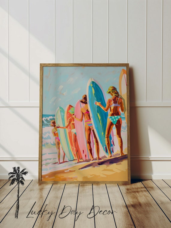 Boards And Babes Vintage Coastal Travel Poster