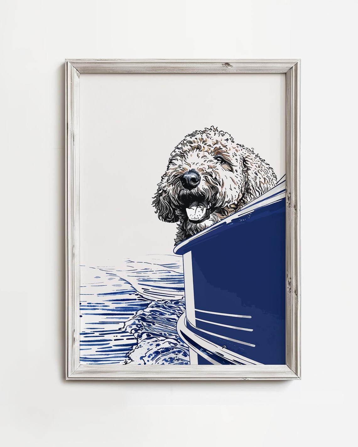 Golden Doodle On Pontoon Boat Ride Art Print