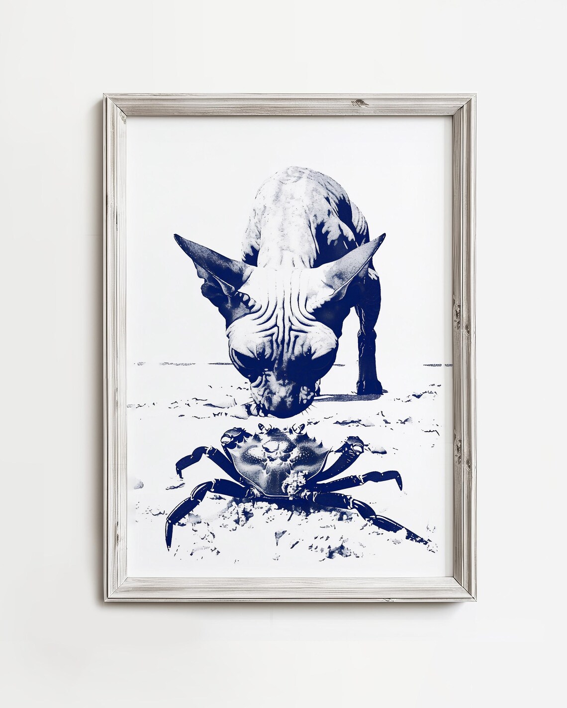 Sphynx Finds Crab Beach Sea Cat Art Print