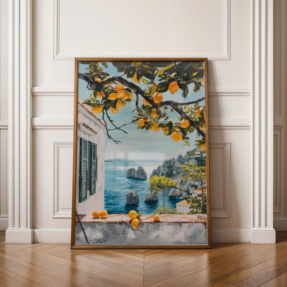 Capri Lemon Tree Coastal Italy Amalfi Seaside Terrace Art Wall Print