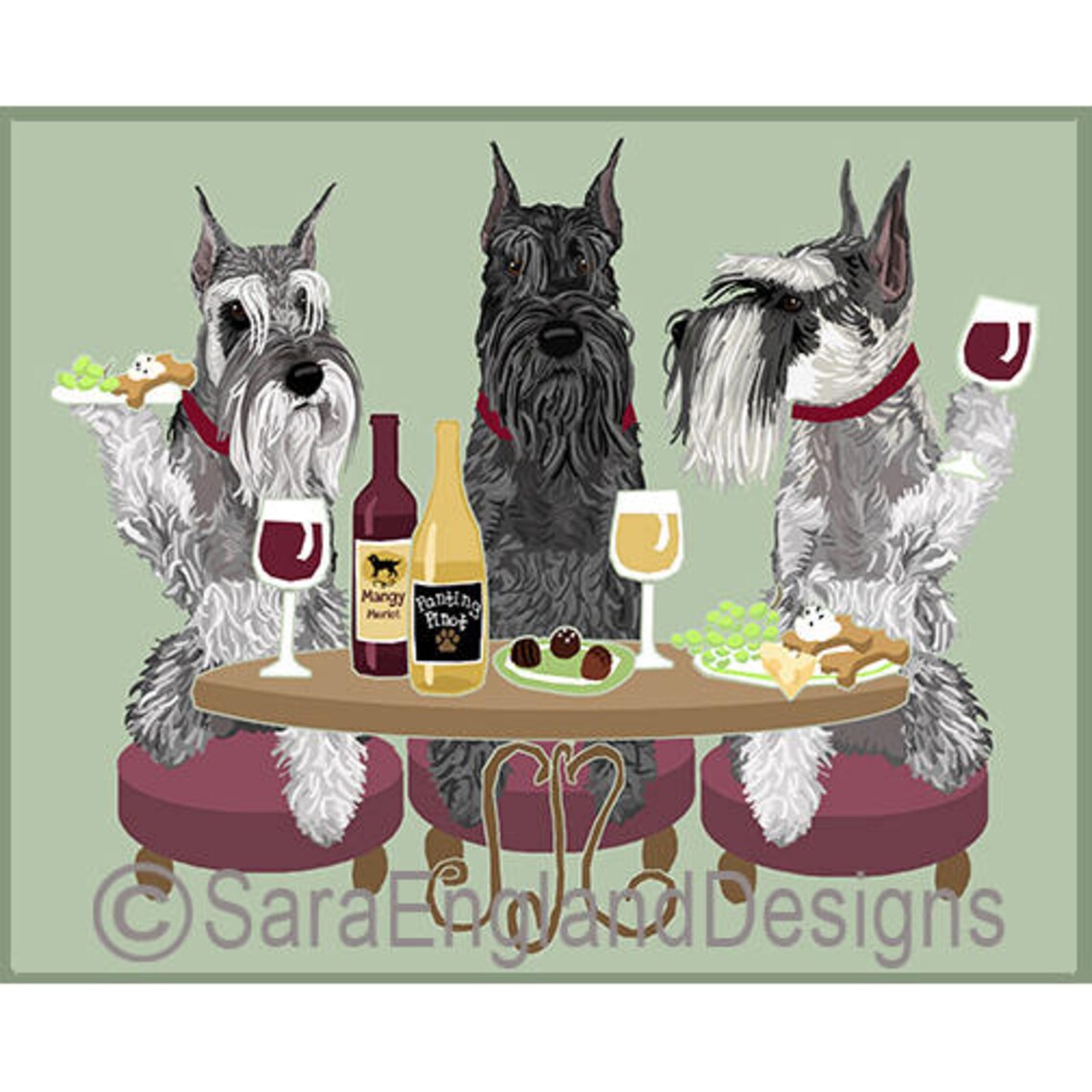 Standard Schnauzer Wine Humor Art Print