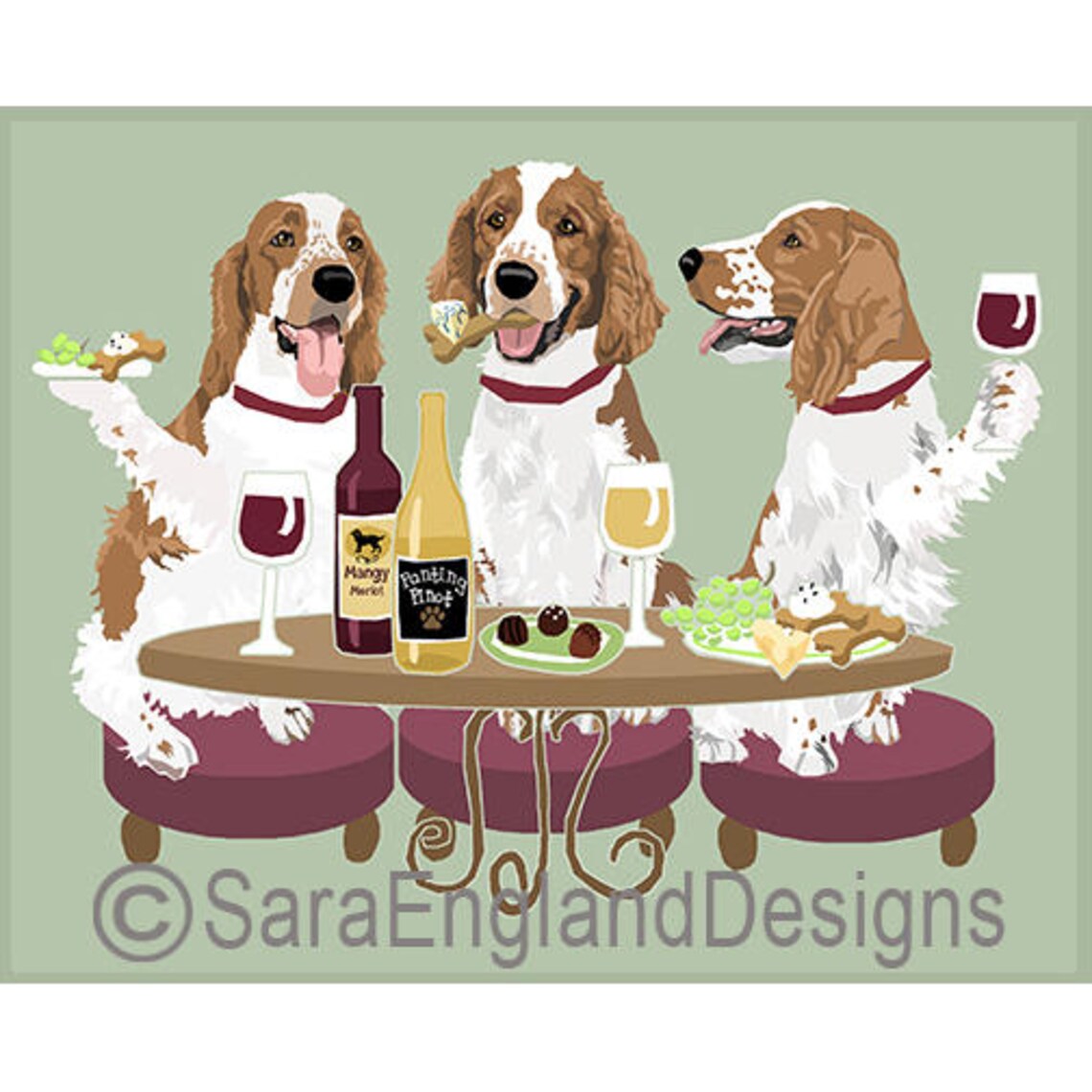Welsh Springer Spaniel - Wine Lover Art Print