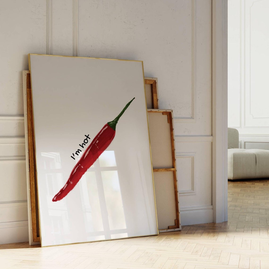 Minimalist Kitchen Art Watercolor Red Chilli Pepper Wall Art Modern Spice Kitchen Print Funny Quote Trendy Retro Apartment Decor Gift Idea - Image 4