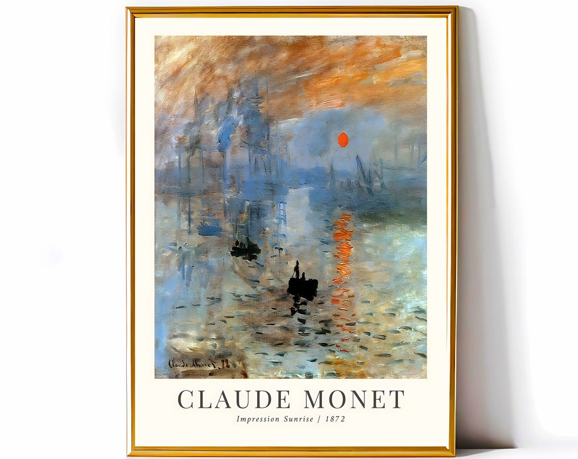 Monet Print Impression Sunrise Claude Exhibition Poster Wall Art Vintage Instant