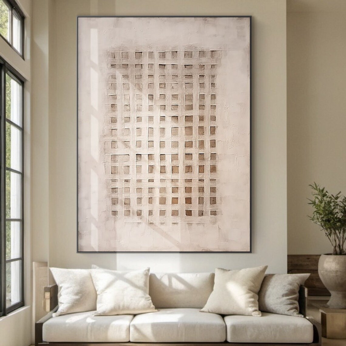 Lattice Abstract Texture Painting, Wabi Sabi Art Print