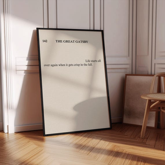The Great Gatsby Quote Print, Minimalist Typography