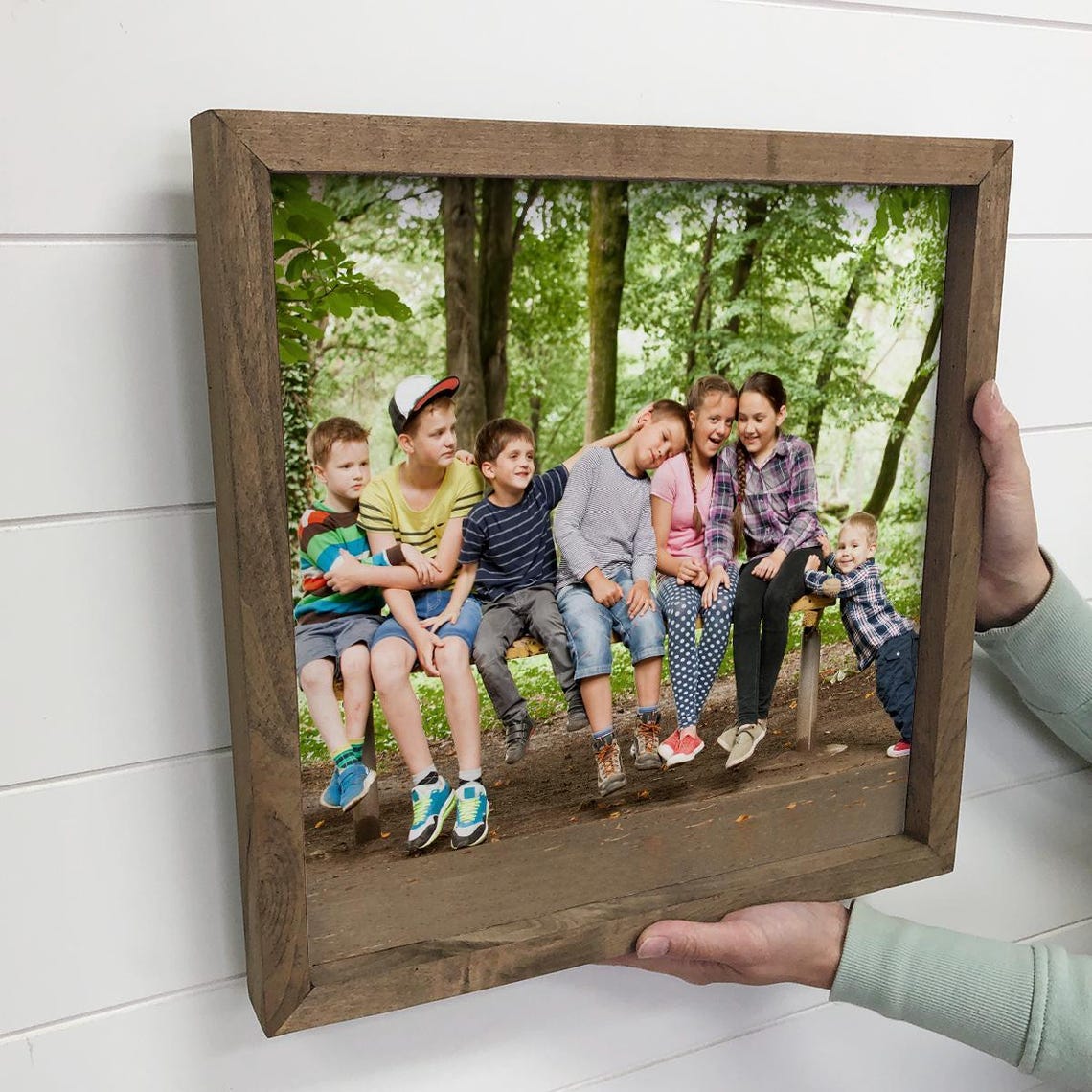 Happy Cousins Kids Group Photo Wood Framed Canvas Gift Poster