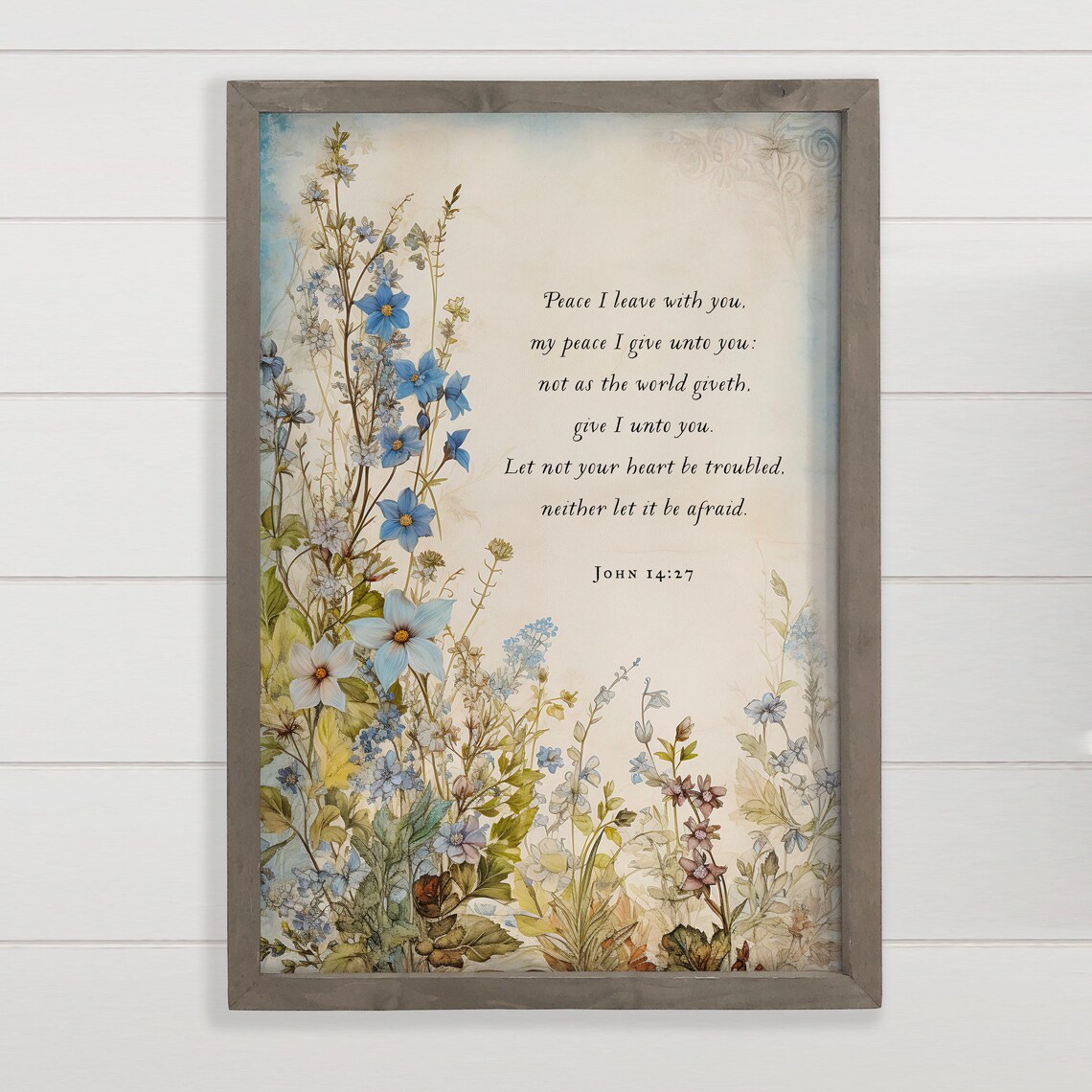 Calming Christian Religious Home Decor Peace Scripture Flowers Nature Canvas Art