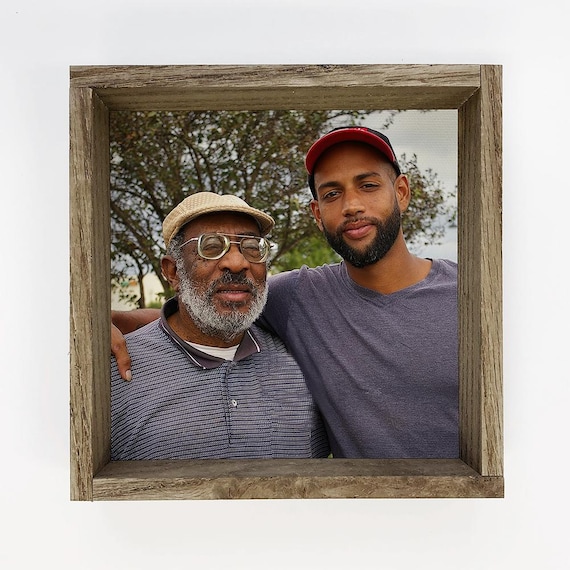 Two Men Outdoor Portrait Heartfelt Generational Bonding Photo Poster