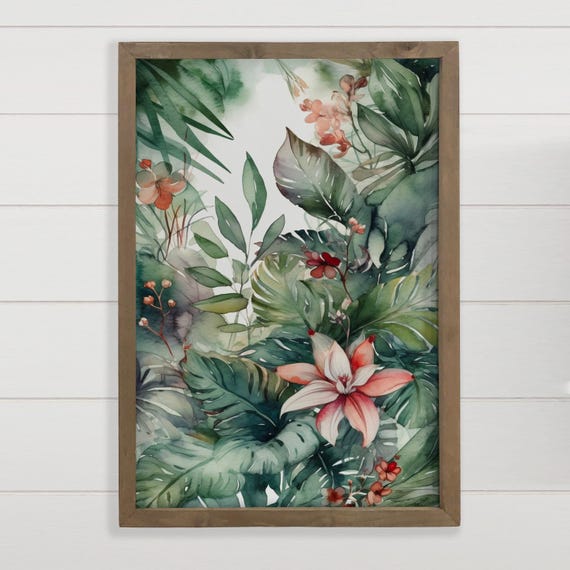 Tropical Bliss Wall Art Canvas Wood Framed Wooden Sign
