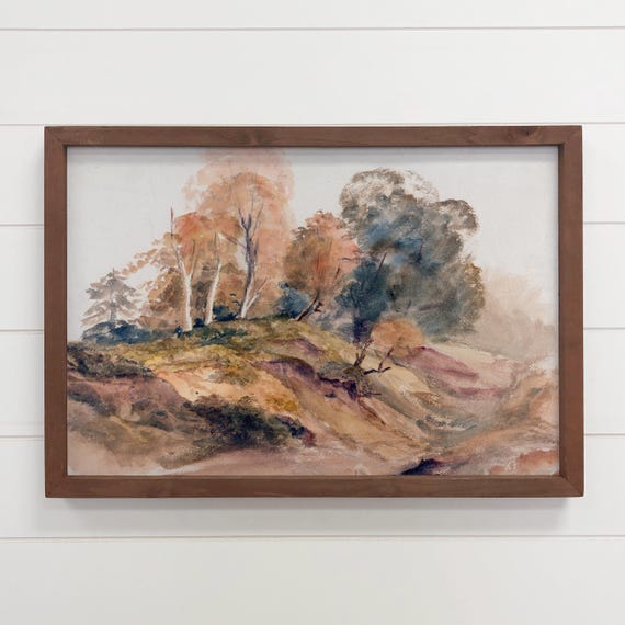Abstract Warm Fall Vintage Painting Canvas Art Wood Framed